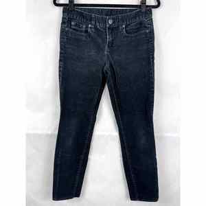 J Crew Black Cropped Corduroy Skinny Pants Womens Size 27 Low Rise